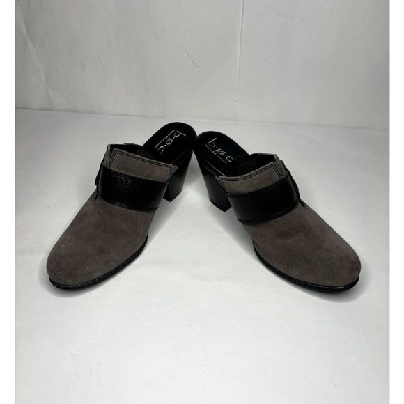 B.O.C. By Born Grey Suede Slip-On Black Buckle Detail Mules Clog - Picture 7 of 9
